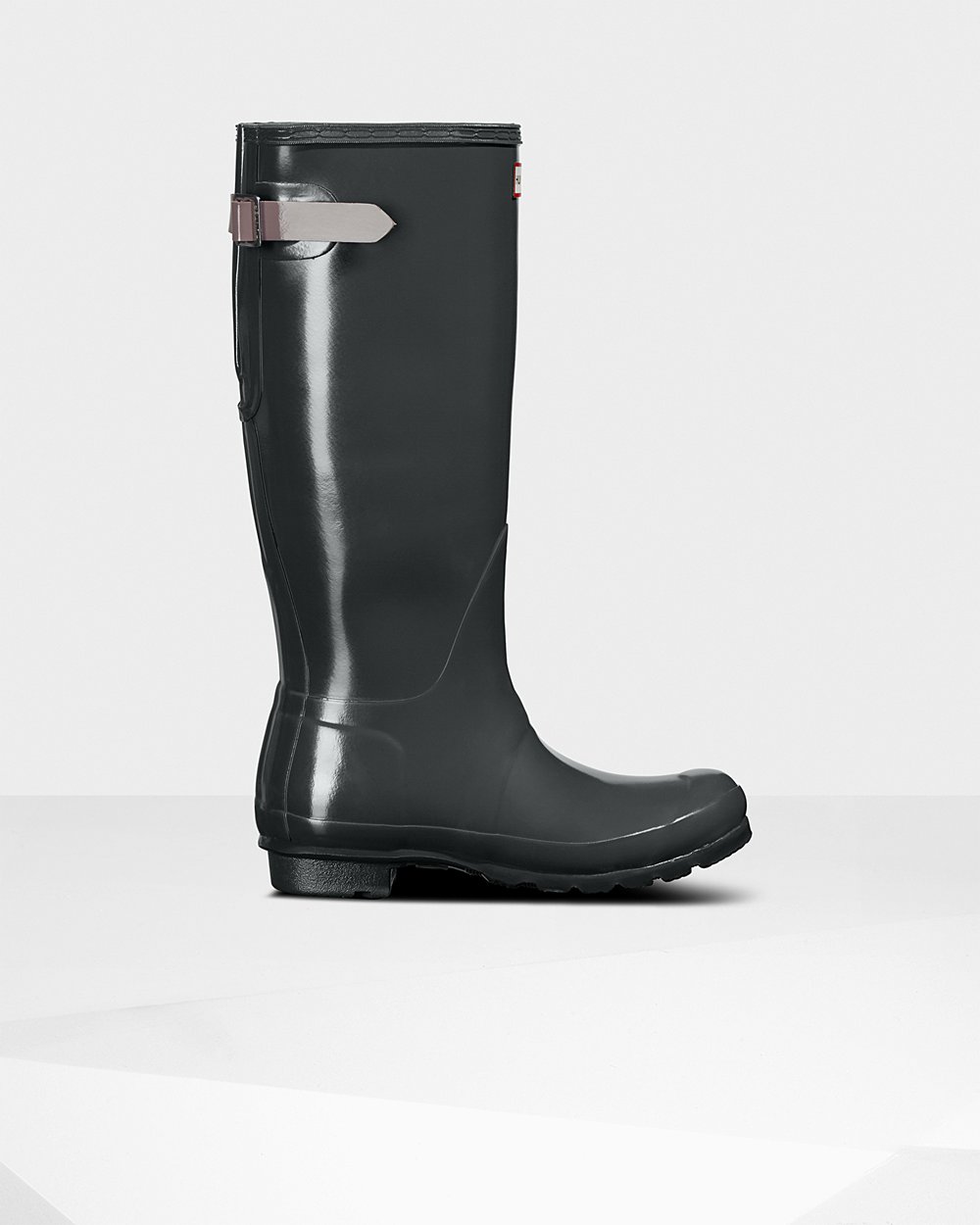 Galochas Altas Hunter Feminina Verdes Escuro/Roxo - Original Back Adjustable Gloss - 40JUGHOAT